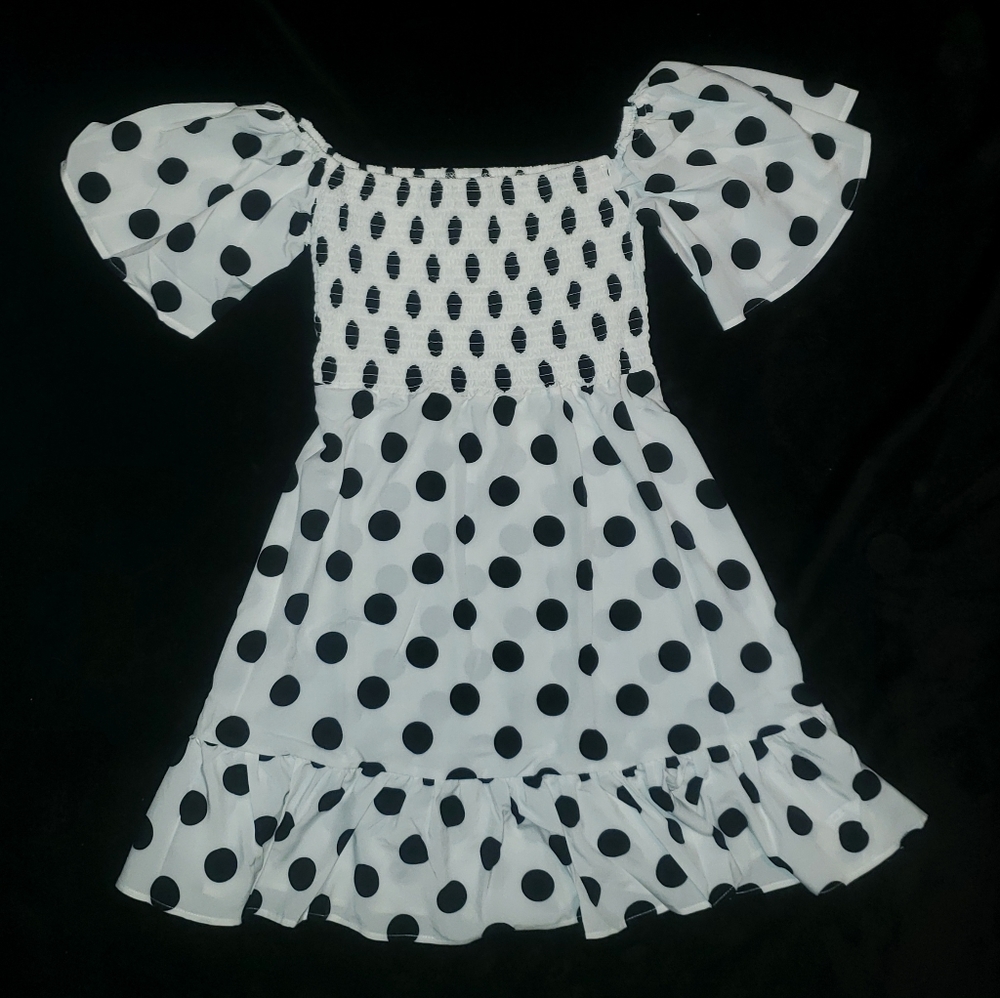 Off the shoulder polka dot dress